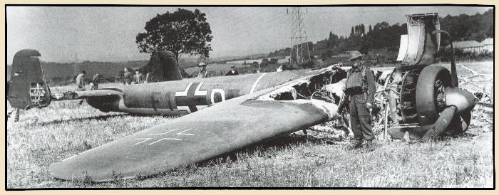 Bombardier allemand détruit pendant la bataille d'Angleterre