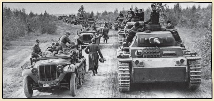 Blindés allemands pendant la bataille de France en 1940