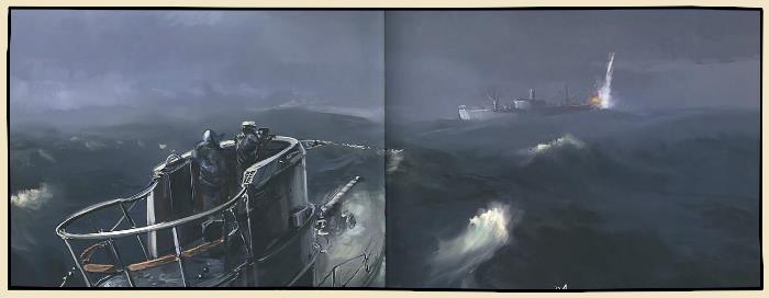 Un U-Boot attaque un convoi allié