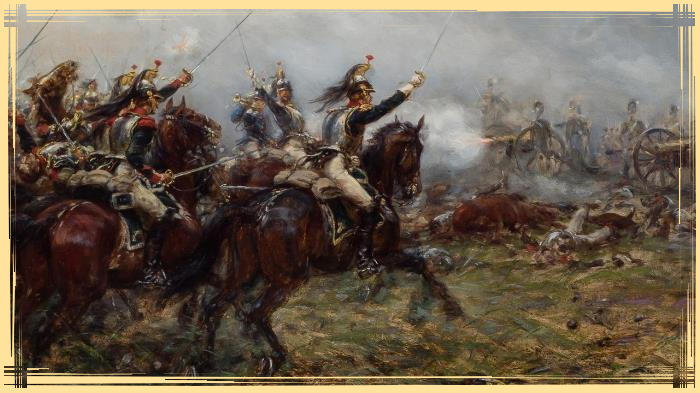 Charge des cuirassiers français à la bataille de Waterloo