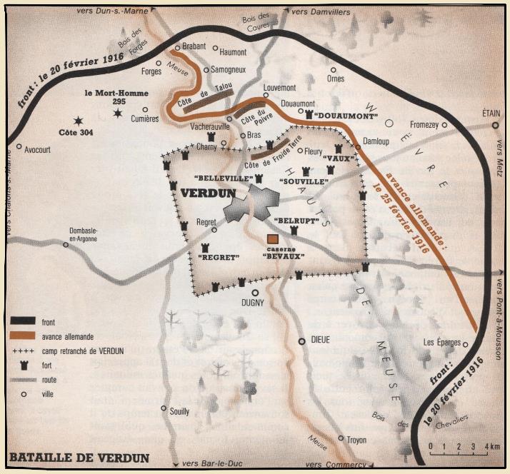 carte de la bataille de Verdun